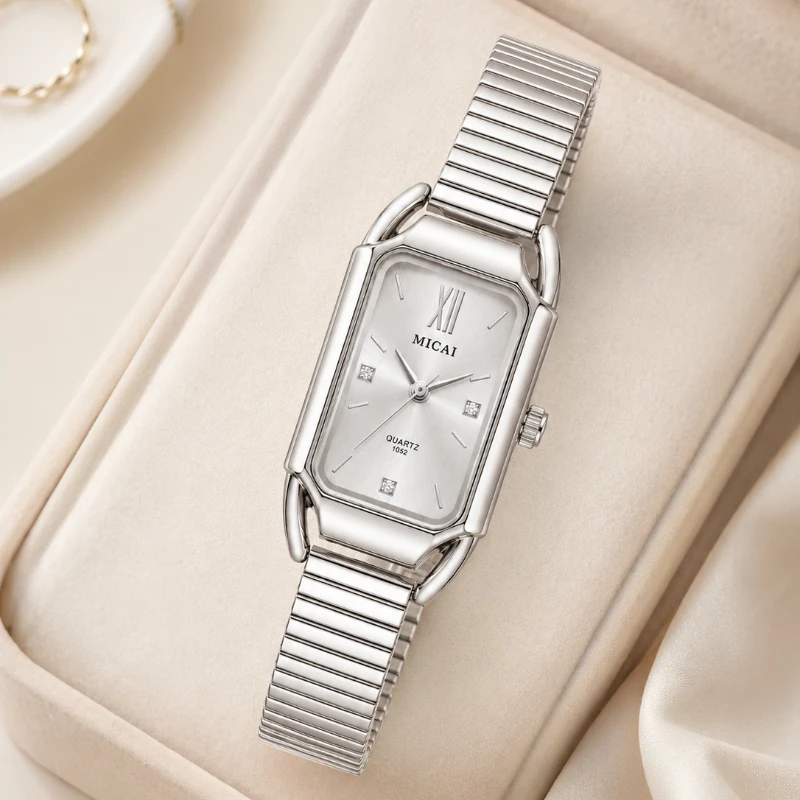 Minimalist Women's Wristwatch Luxury Diamond Dial Steel Band Quartz Wristwatches for Woman Fashion Elegant Ladies Clock Gift
