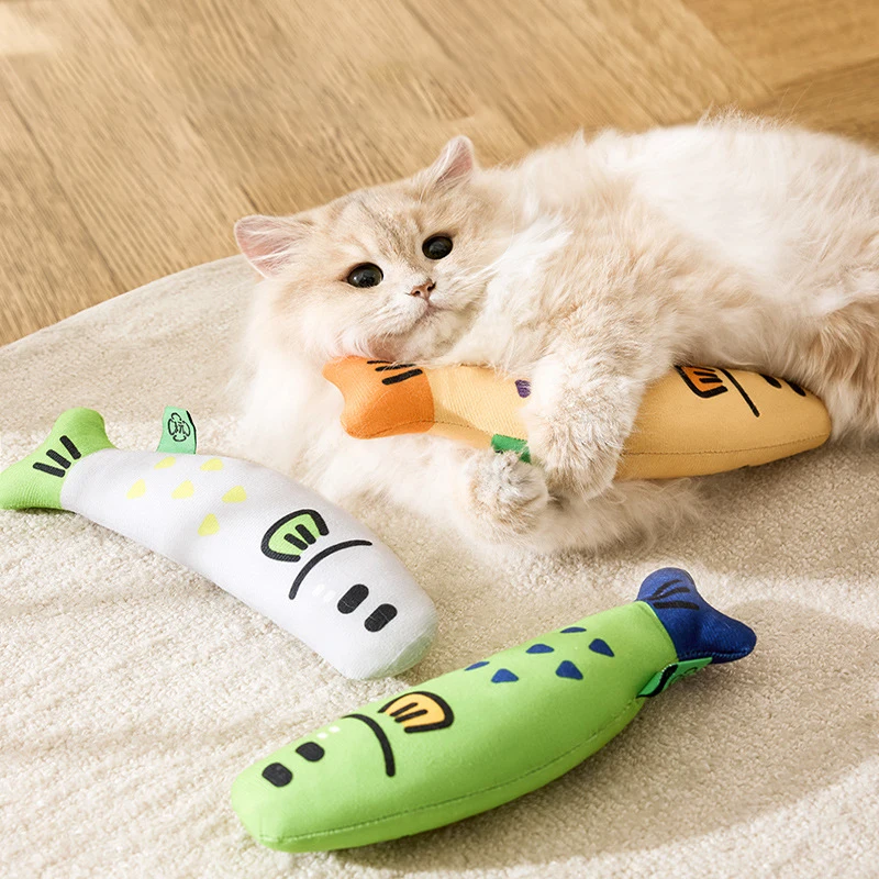 

Cute Realistic Linen Fish Catnip Toy for Cats Bite Resistant Squeak Teeth Grinding Sleeping Plush Pillow Kitten Toy Jouet Chats