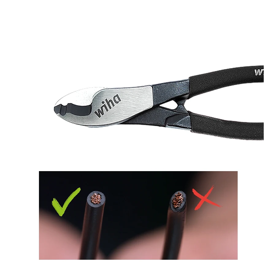 WIHA Black Forest Cable Cutter Cr-v Electrician Repair Hand Tools For Cutting Stripping Wire Cable Crimping Plier 45846