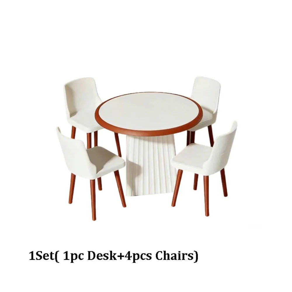 1:12 Dollhouse Miniature Furniture Mini Multistyles White Dining Table Chairs Model Pretend Play
