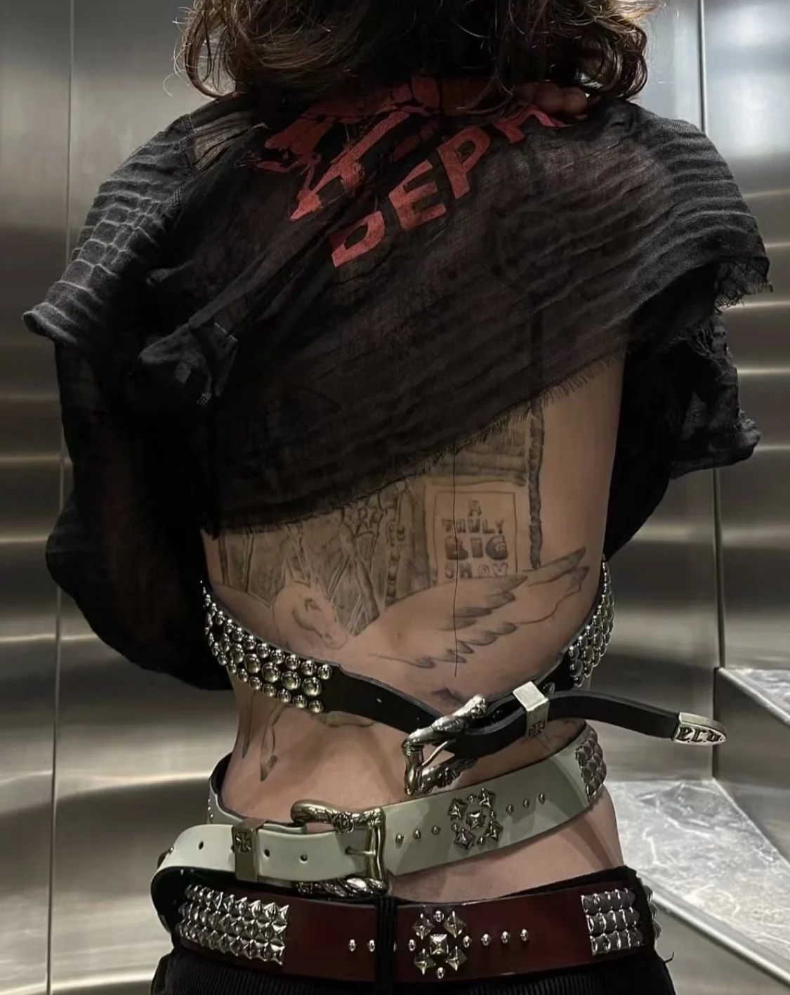 Punk Style Rose Iron Cross Waist Belt Top Layer Cowhide Leather Depressed Rich Second Generation Youth Fashion Accessory