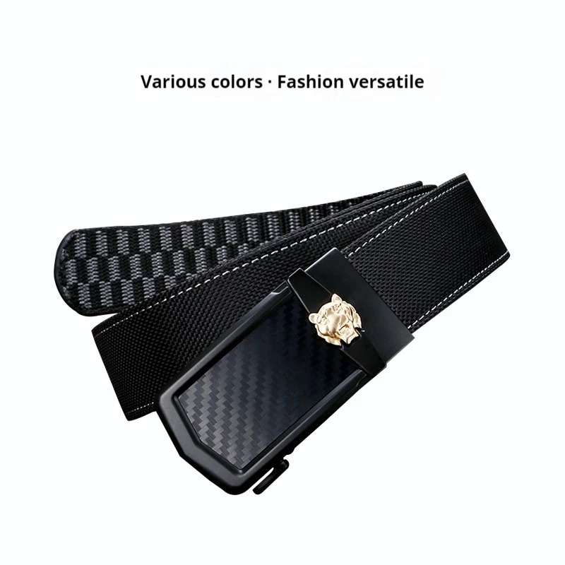 New men's fashionable commuting tiger head pants belt alloy toothless automatic buckle casual breathable belt