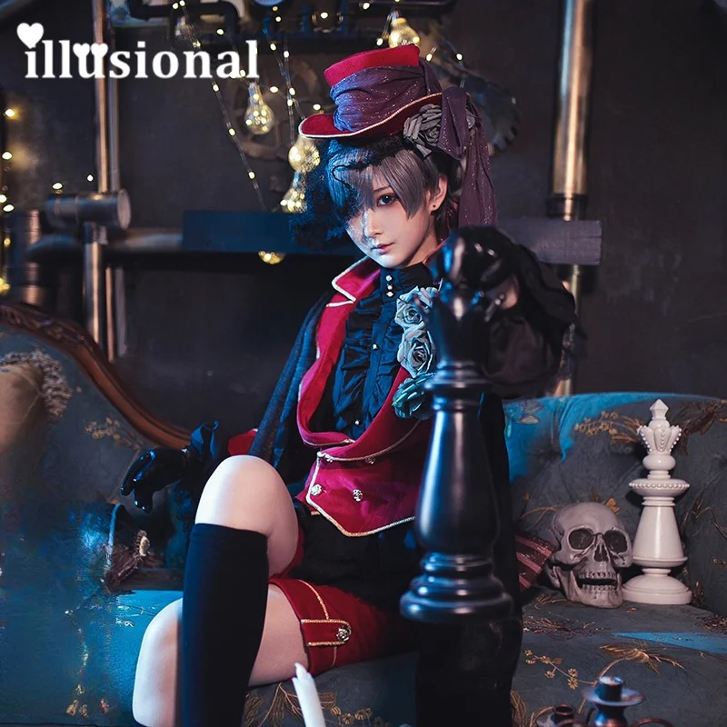 

Pre sales illusional Black Butler Ciel Phantomhive Cosplay Costume Night Rose Ciel Party Set Halloween Costumes Male