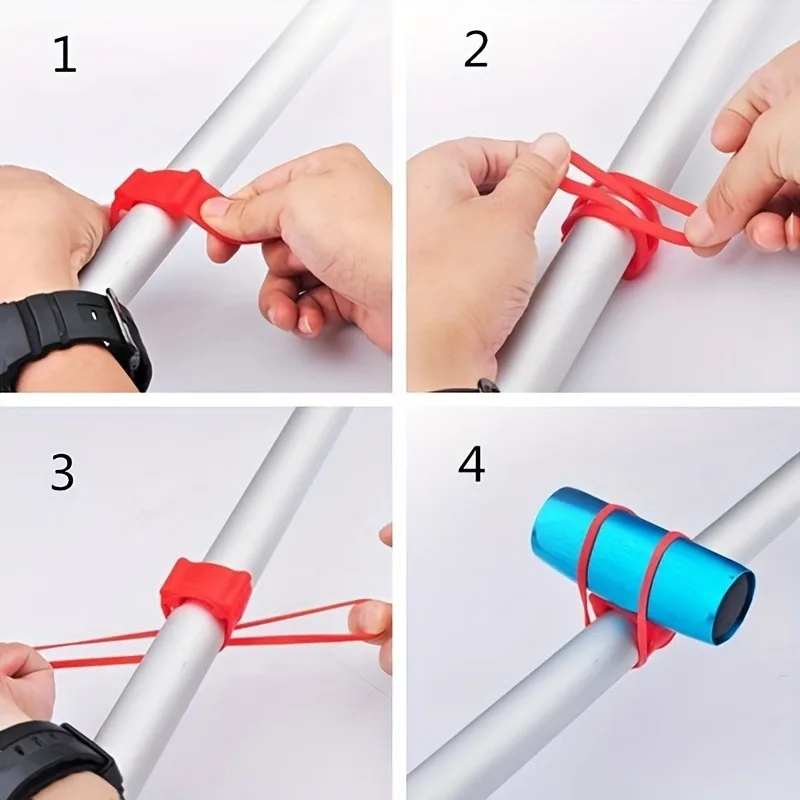 3pcs Mountain Bike Strap Light Holder Straps, Flashlight Phone Strap, for Light Handlebar Mount view 5