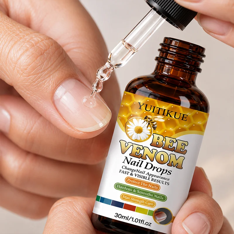 YUITIKUE Bee Venom Nail Drops 30ml Hardening Smoothing Nails Repair Brittle Damaged Fingernail Toenail Cuticle Care Serum