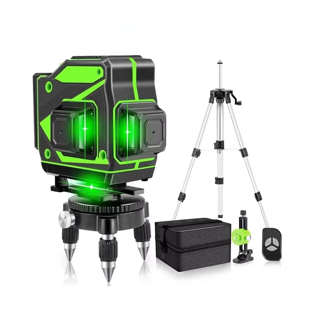 12 Lines 360 Laser Level Self-Leveling Wireless Remote 3D Horizontal And Vertical Poweiful Cross Green Beam With Tripod