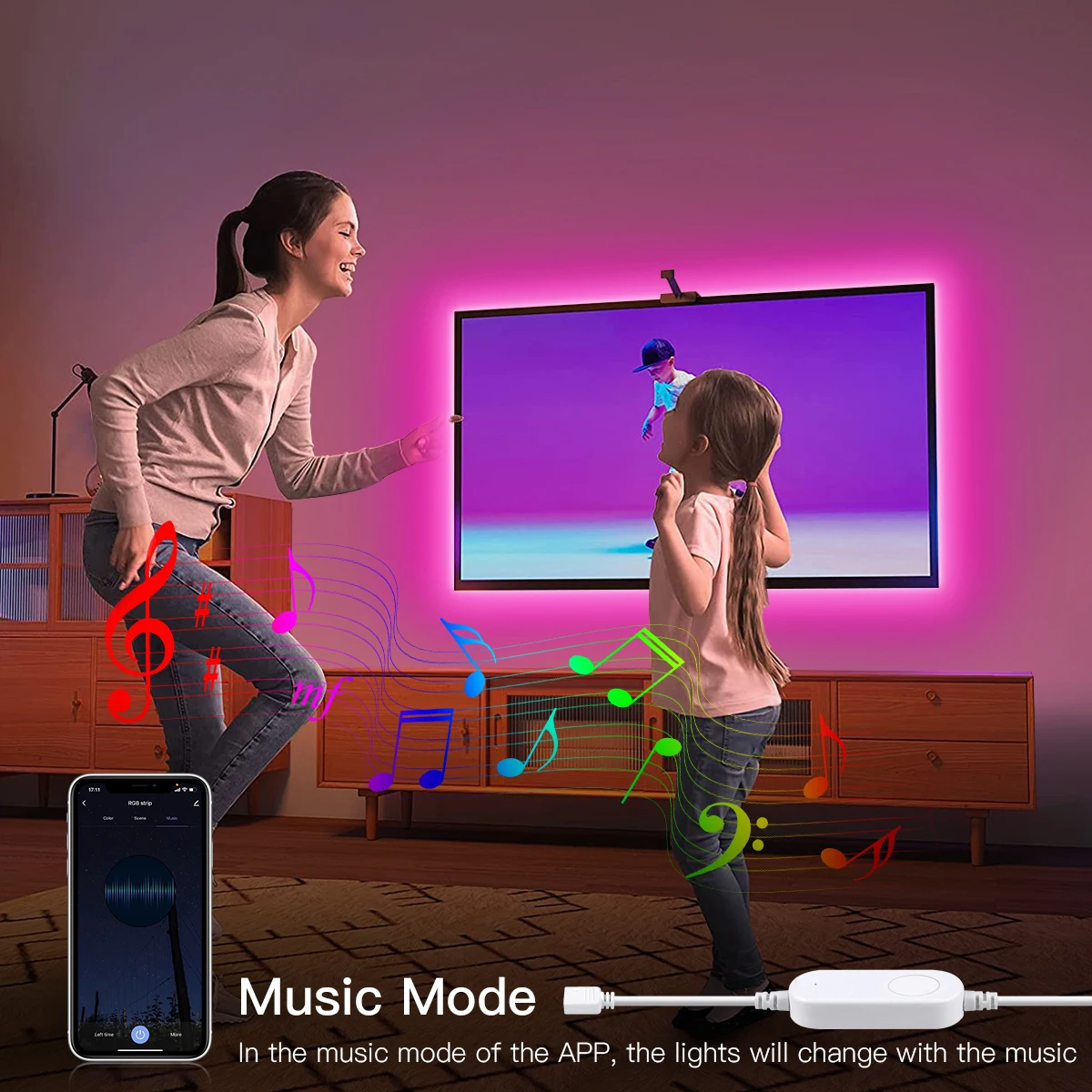 USB 5V LED Light Strip RGB Contoller Alexa Tuya Smart Life Wifi APP Voice Control Dimmer Switch Support Google Home Music Mode