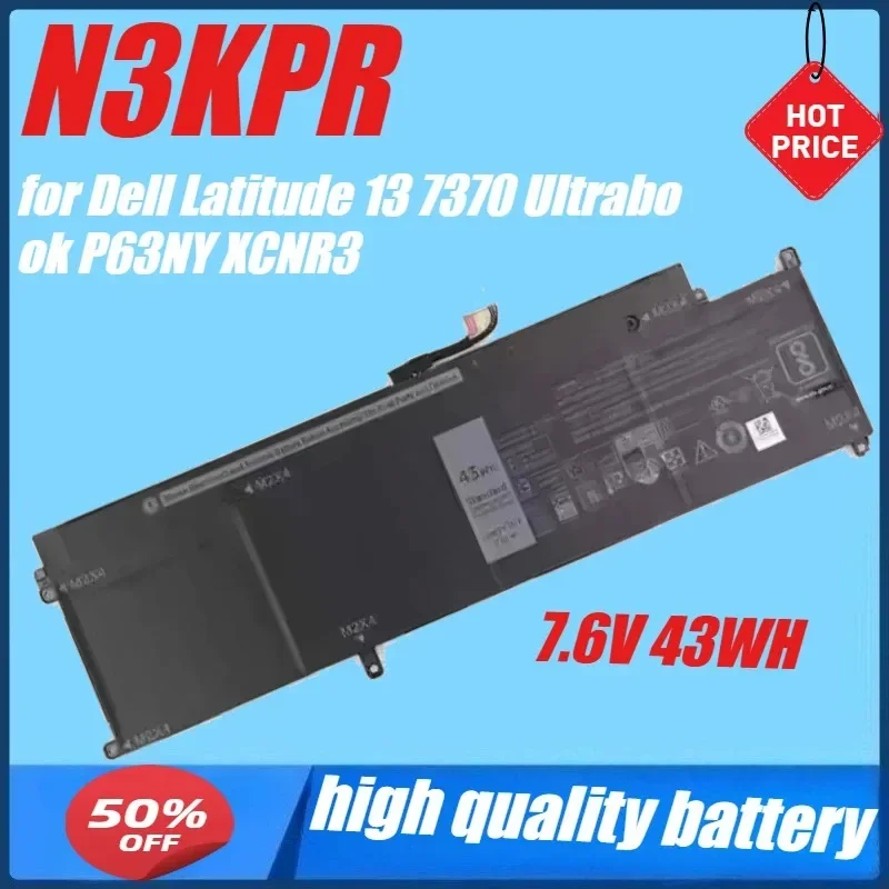 

7.6V 43WH New Laptop Battery for Dell Latitude 13 7370 Ultrabook WY7CG N3KPR XCNR3 4H34M P63NY G7X14