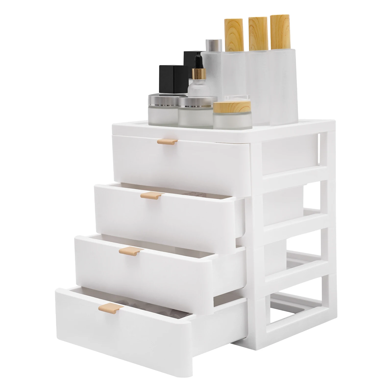 

Large-Capacity Drawer Organizer with 4 Tiers, Sturdy PP Material, Ideal for Organizing Cosmetics, Books, and Daily Essentials, E