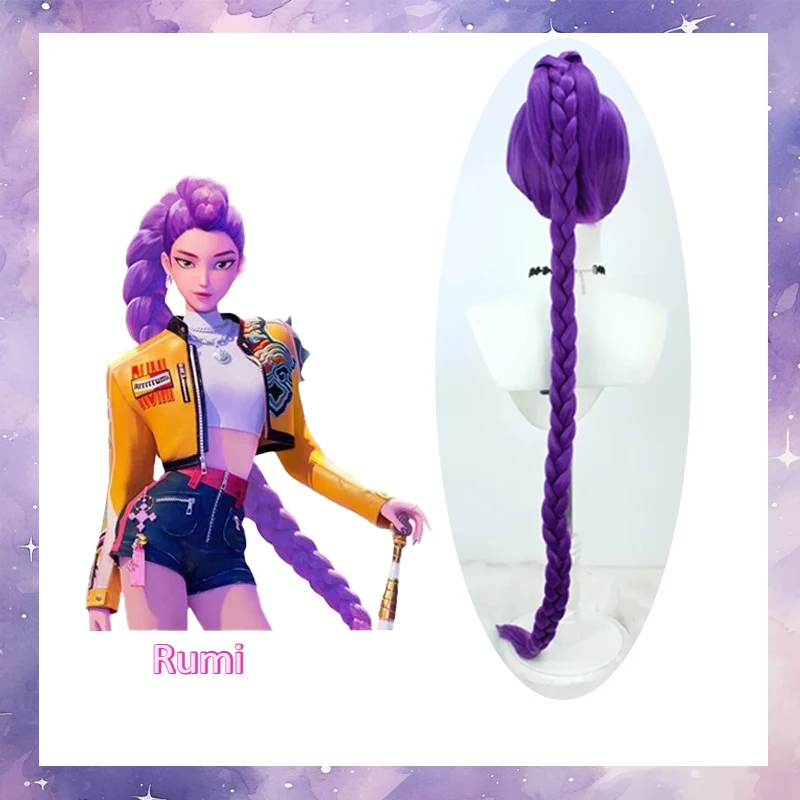 K-POP diable Hunter Rumi violet cheveux perruque jeu de rôle résistant à la chaleur perruque synthétique perruque quotidienne fête vacances tenue personnage