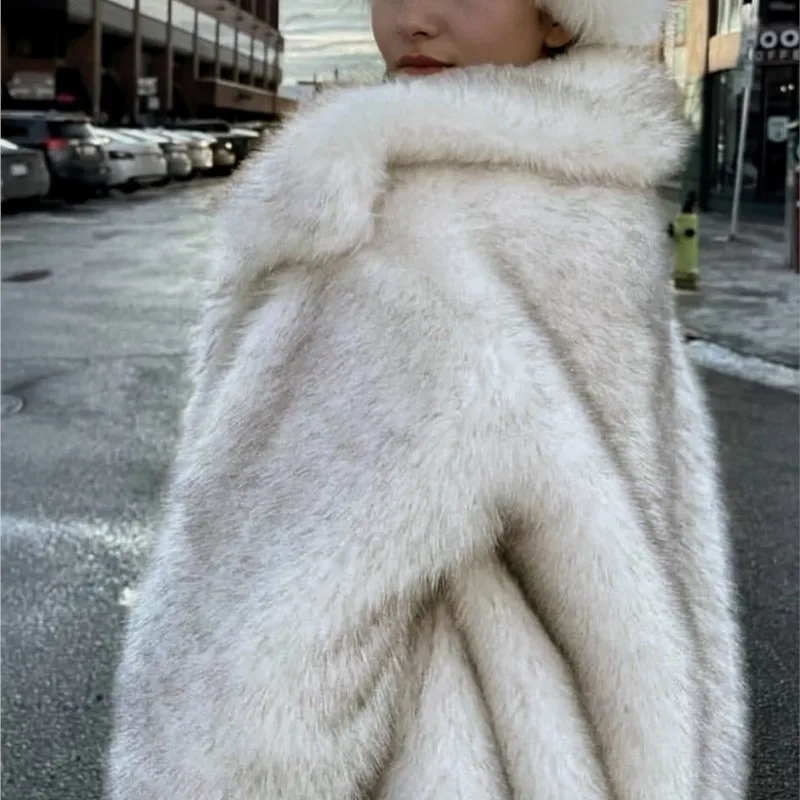 ملابس خارجية ريترو للرجال من فراء الثعلب الصناعي القهوة ملابس خارجية لشتاء 2025 سترات نسائية سميكة ودافئة معاطف من الفرو معاطف منفوشة #5