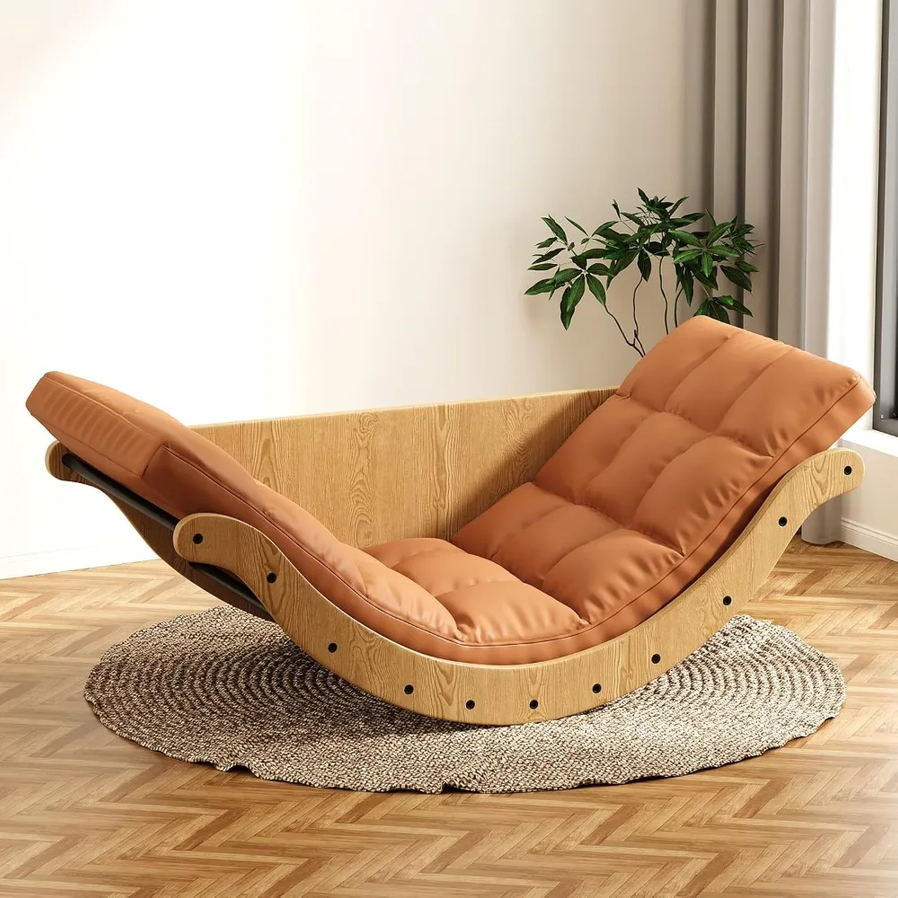 

Glider Rocking Chair with Cushion Indoor Reclining Lounge Chair Comfy Papasan Egg Chair for Living Room Bedroom Nursery Balcony,