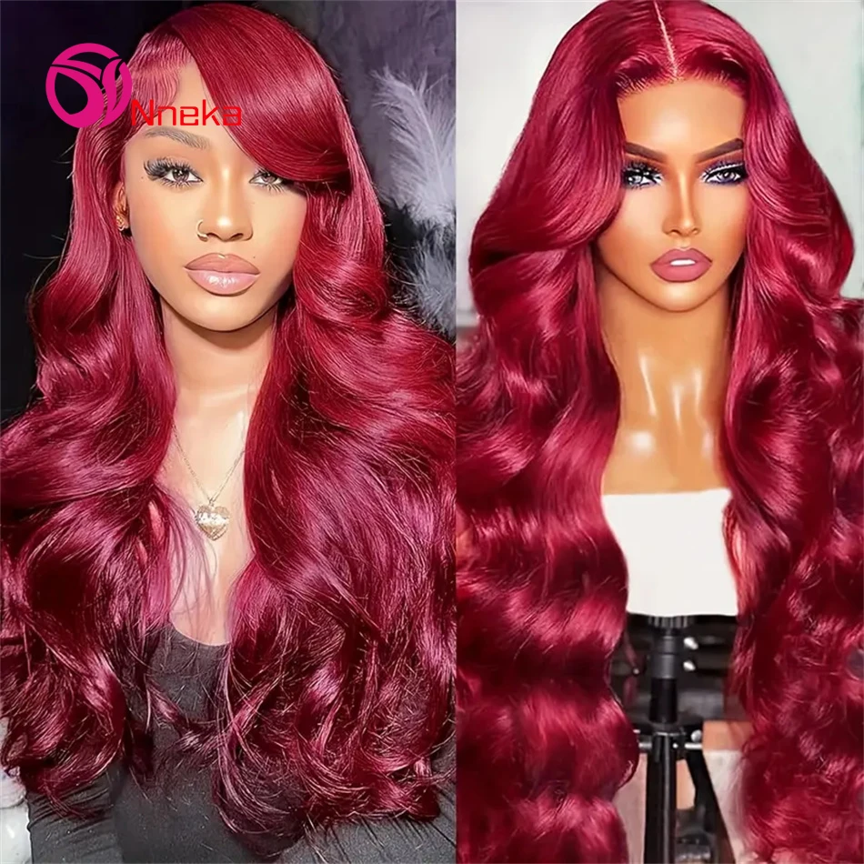 

13x4 Lace Front Human Hair Wigs 99J Colored HD Transparent Burgundy Body Wave Lace Frontal Wig 13X6 HD Lace Front Wig For Women