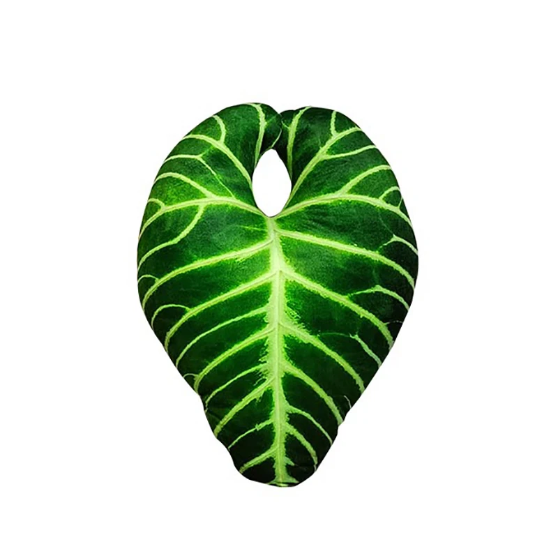 Groen blad pluche kussen gesimuleerd zacht plant gevuld kussen Monstera esdoorn Plushie Peluche fauteuil bed decor cadeau