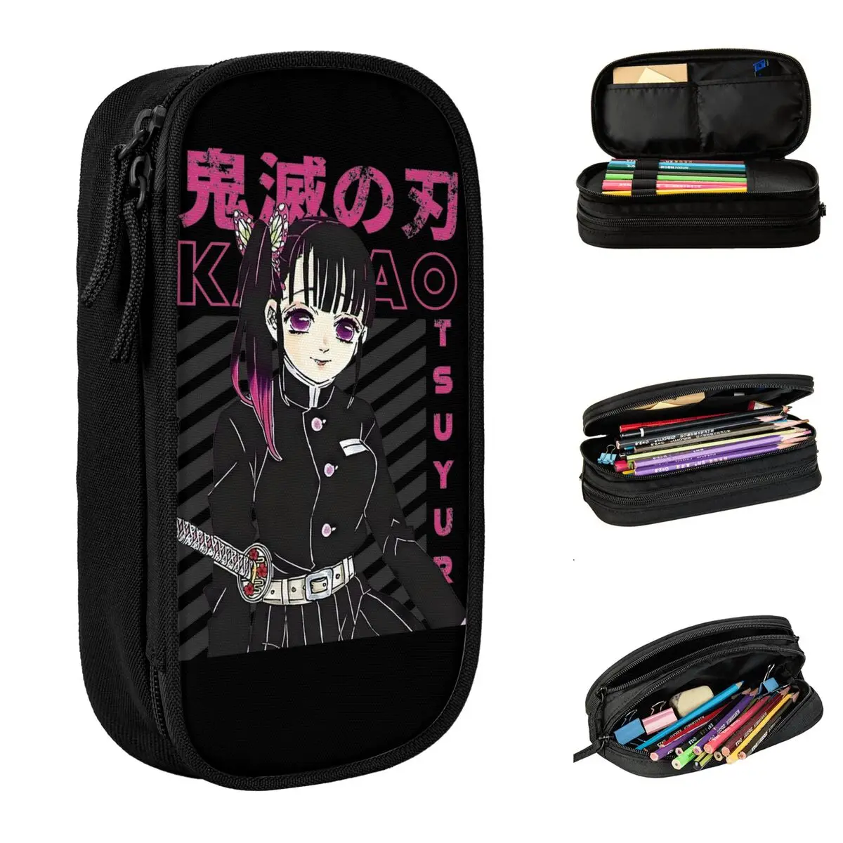 Kanao Tsuyuri Demoned Slayered Pencil Case Classic Pen Box Pencil Bags Student Large Storage Students School Cosmetic Pencil Box