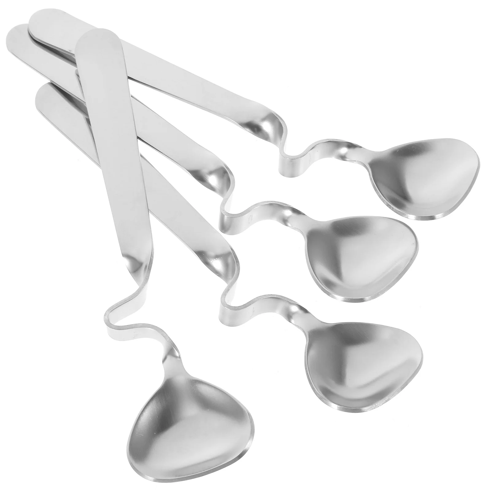 

4 Pcs Honey Mixing Spoon Tea Small Coffee Spoons Stirring Stainless Steel Iced Curving Handle Tableware Dessert Bar