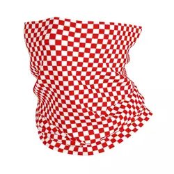 Checkerboard Plaid Bandana Neck Warmer Women Men Winter Ski Tube Scarf Gaiter Red And White Checker Face Cover