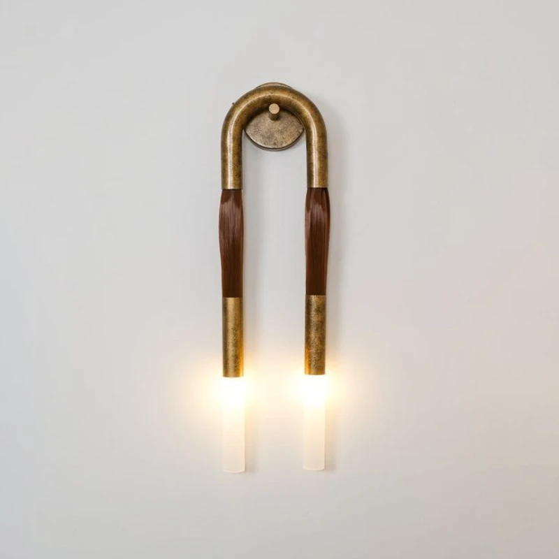 

Postmodern horsehair wall lamp light luxury retro wabi-sabi designer hotel bedroom bedside lamp