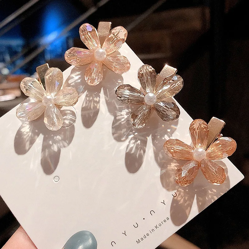 Korean East Gate Instagram Spring/Summer Series Hyuna Crystal Flower Hair Clip Cute Broken Hair Clip Edge Clip