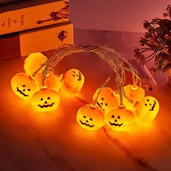 Halloween Decoration Pumpkin String Lights USB Portable DIY Hanging Funny Atmosphere Lamp Outdoor Indoor for Home Party Supplies