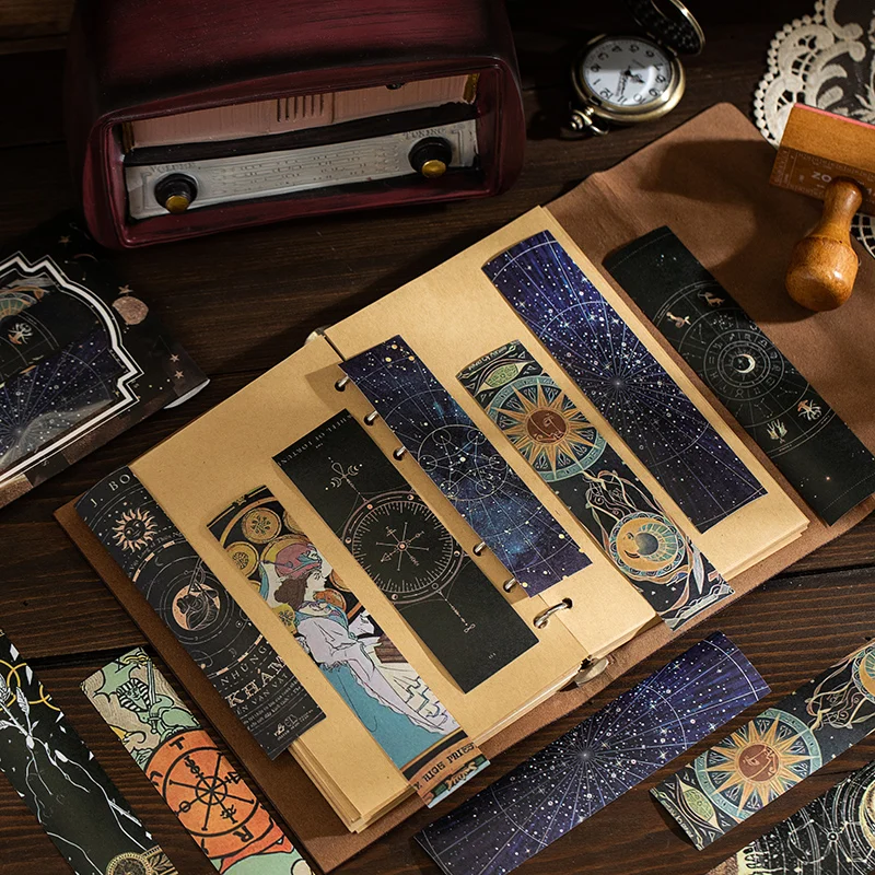 40Pcs Universe Butterfly Long Strip Sticker Pack Vintage Time Series Journal Decoration Sticker Supplies Vintage Style Sticker