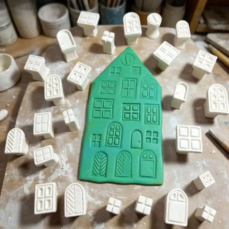 25Pcs/Set Plastic Clay Stamp Molding Kit Window Pattern DIY Stamps For Polymer Clay Wax Resin Pottery Crafts