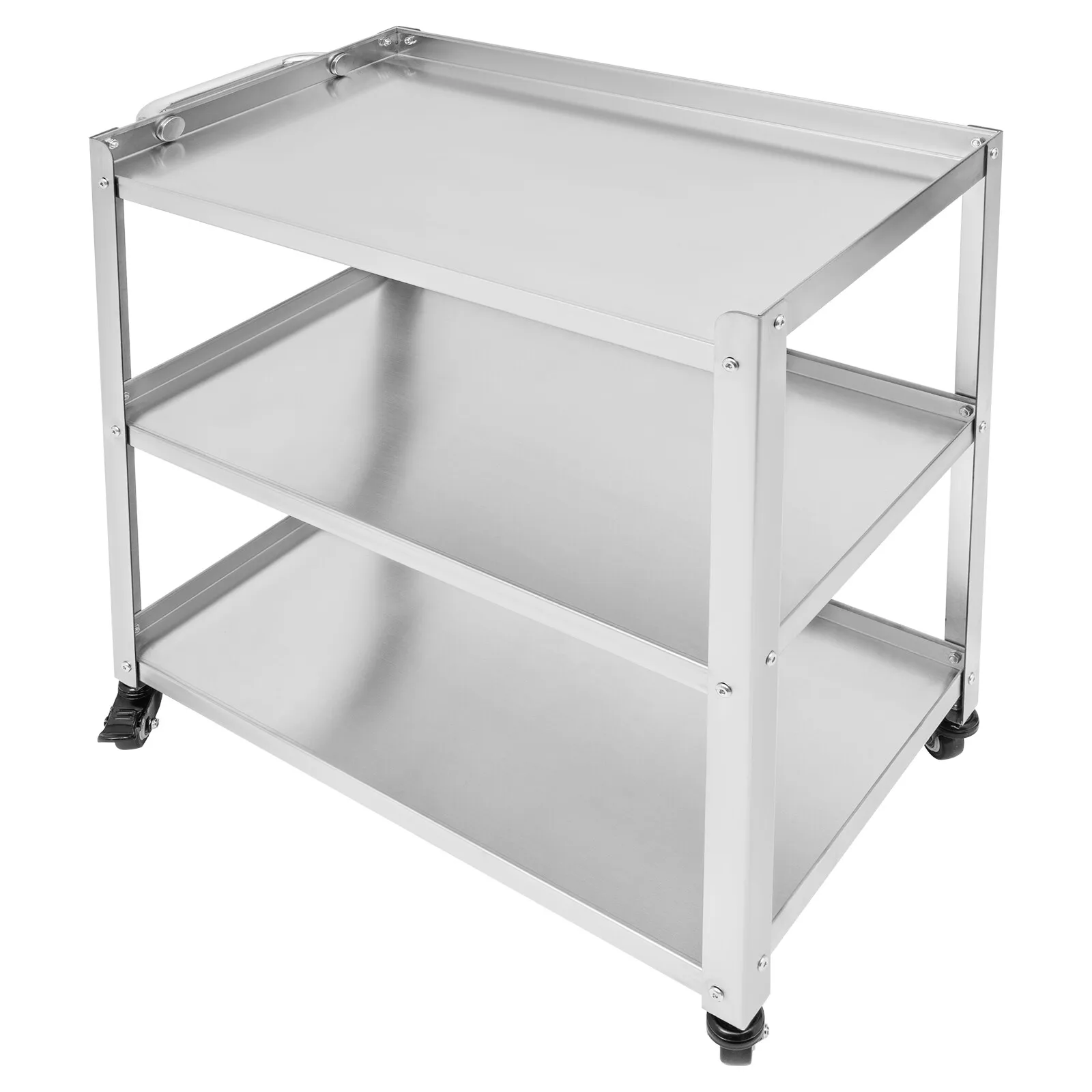 Gerobak Troli Dapur 3 Tingkat Gerobak Bergulir Penyimpanan Utilitas Baja Tahan Karat dengan 4 * Roda Universal