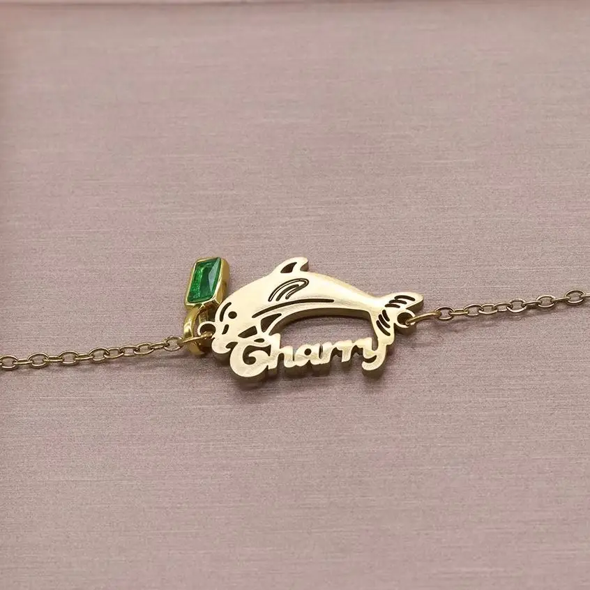 Todorova Custom Name Dolphin Couple Bracelet, Cute Animal Stainless Steel Jewelry, Personalized Gift for Her/Him & Ocean Lovers