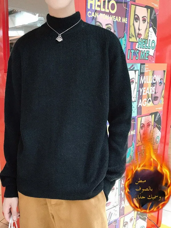 

Autumn Winter Thiened Slim Fit Knitted Sweater Men's Faion Korean Sle Warm Winter Coat Youth Knitwear Casual Long Sve