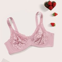 Beauwear Big Size Underwear with Wire Unlined Lingerie no Pad Striped Lace Solid Color Bra with Frame 85C 90C 95C 100C 105C