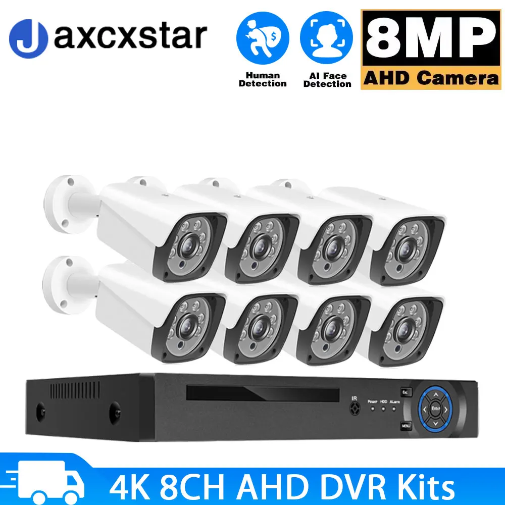 

8MP 8CH Security Kit 4K AHD DVR Kit Outdoor Face Detection Waterproof Camera CCTV Video Surveillance Security Camera System Kit