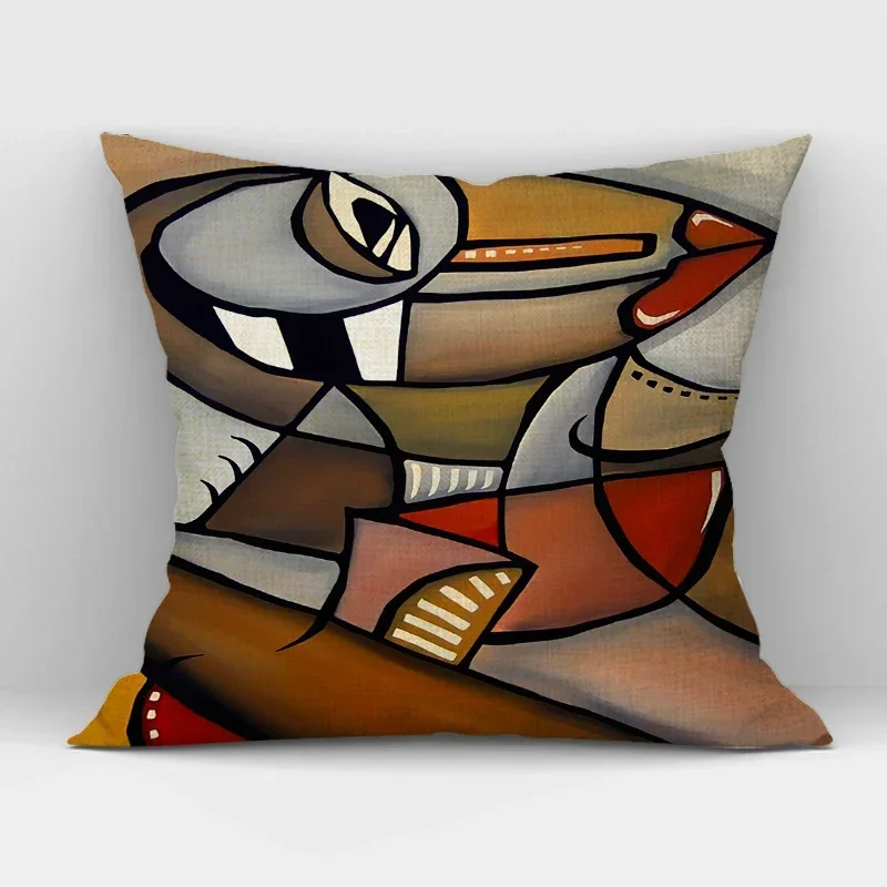 1pcs/Set Abstract Painting Decorative Cushion Cover Nordic Style Colorful Cartoon Girl Pillowcase Linen Pillow Case for Sofa