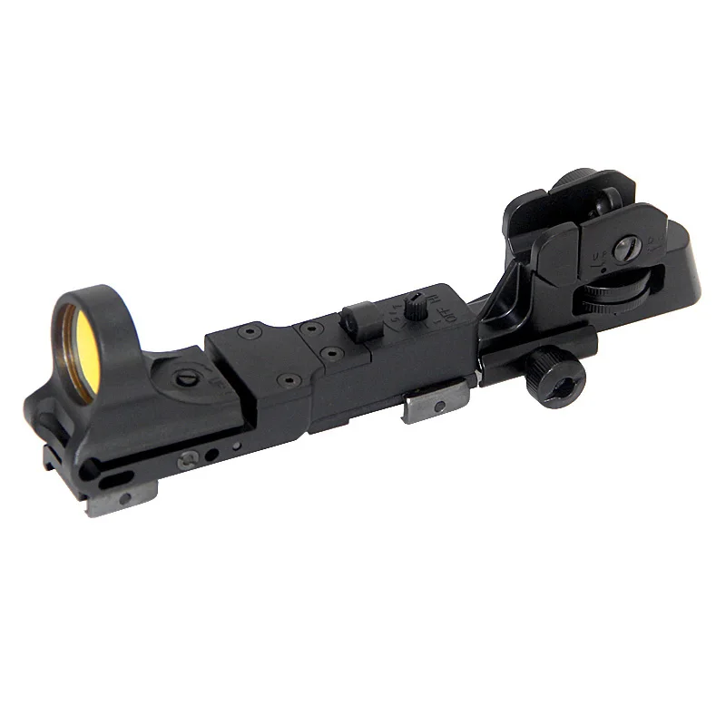 C-MORE Systems Railway Red Dot Sight with Click Switch 2 MOA Dot Hunting Rifle Scope Fit Picatinny Rail with CQB Rear Sight