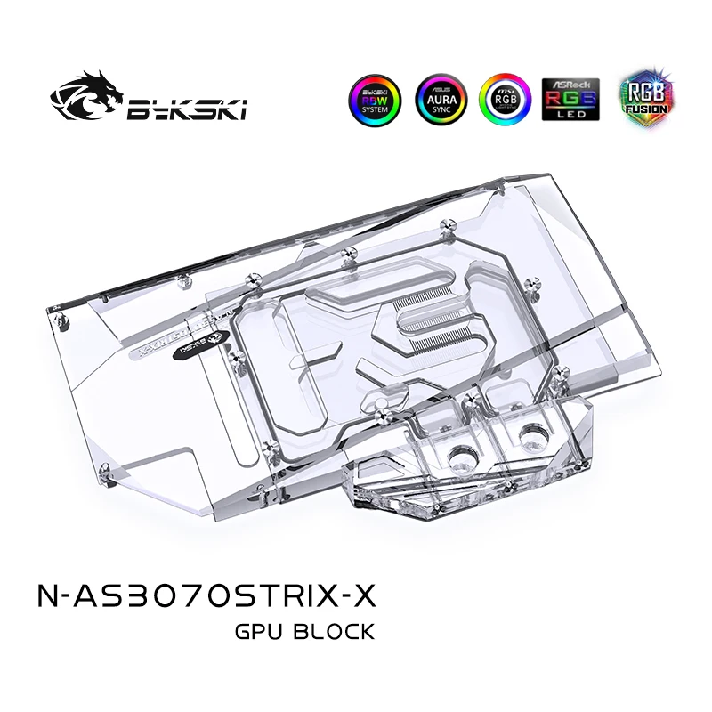 Водяной блок Bykski GPU для ASUS ROG STRIX RTX 3070/3060TI, графическая карта, полное покрытие, медная фотография