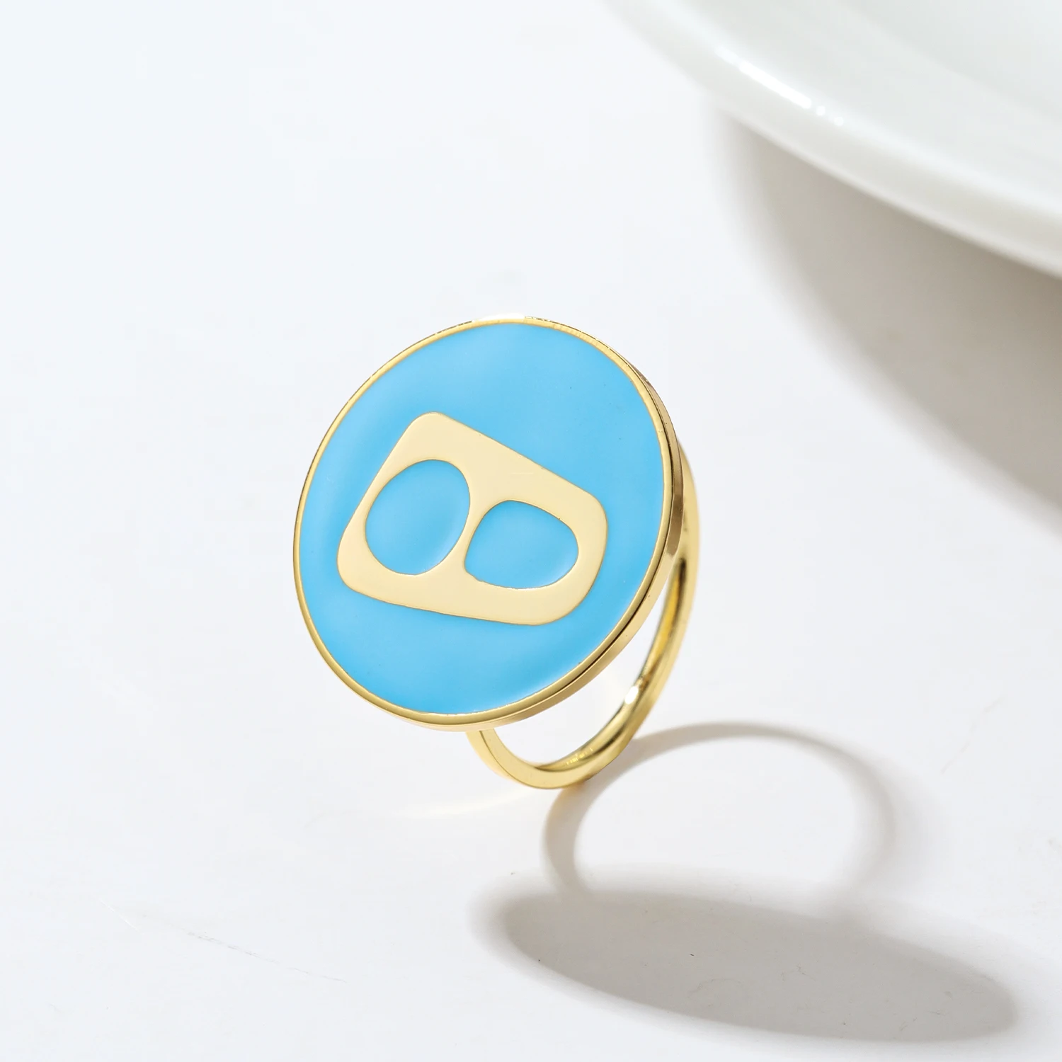 Simple Arabic Letters Oil Rubbed Enamel Ring Non-Adjustable High Quality Stainless Steel Jewelry Anniversary Gifts For Couple