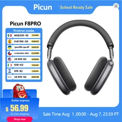 Picun-F8プロのBluetoothヘッドセット,ワイヤレスヘッドホン,ヘッドトラッキング,3D空間オーディオ,52db anc,hifi,enhdマイク,低遅延アプリケーション