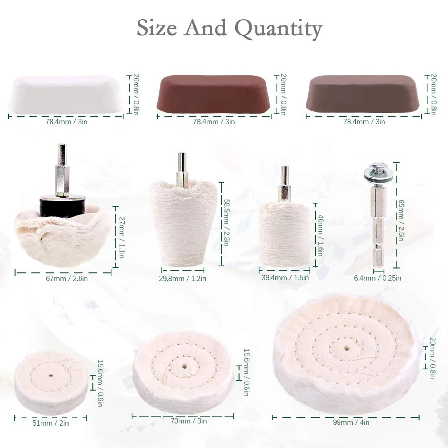 

ABGE-20 Pcs Buffing Pad Polishing Wheel Kits With 6Pcs Rouge Compound With 1/4 Inch Handle