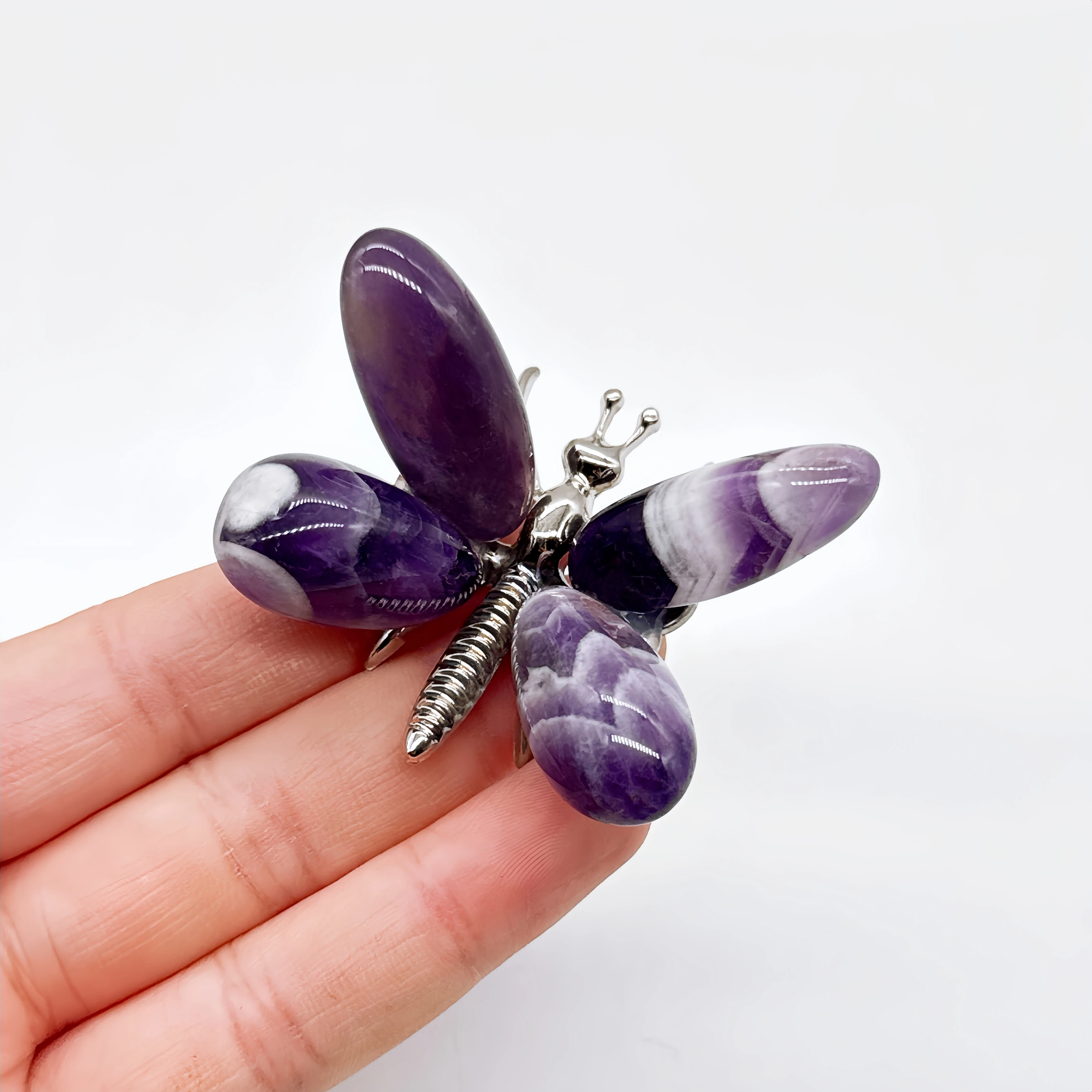 1PC Natural Dream Amethyst Butterfly Crystal Purple Quartz Stone spar crafts Dragonfly Reiki Healing Home Decor Children Gift