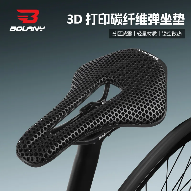 Bolany Mtb Bike Road Bicycle Saddle 3D Print Seat Cushion Hollow Carbon Seat Rebound Ultalight