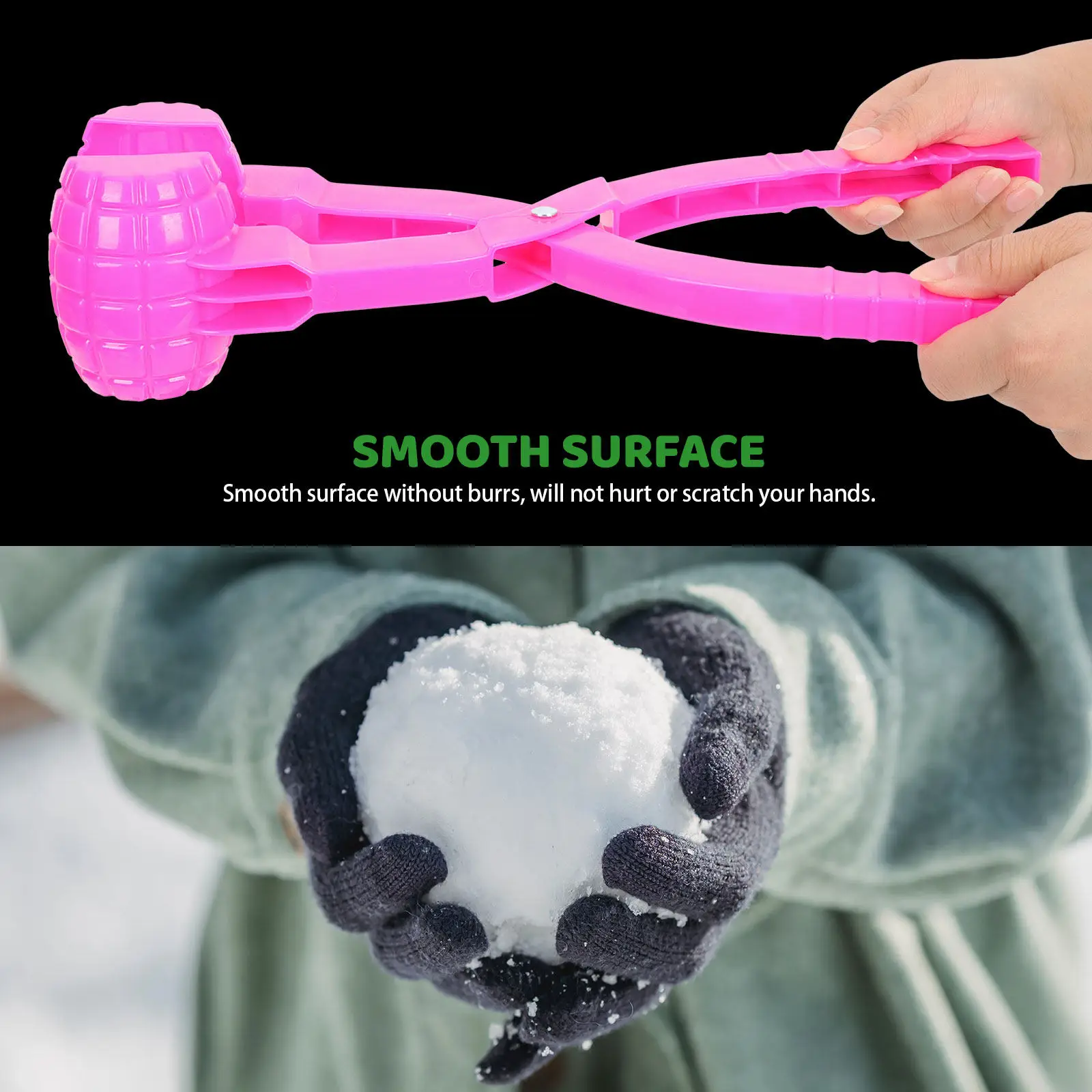 

2Pcs Making Clips Smooth Surface Outdoor Winter Snow Ball Clamp for Kids Outdoor Snow Games Making Tools