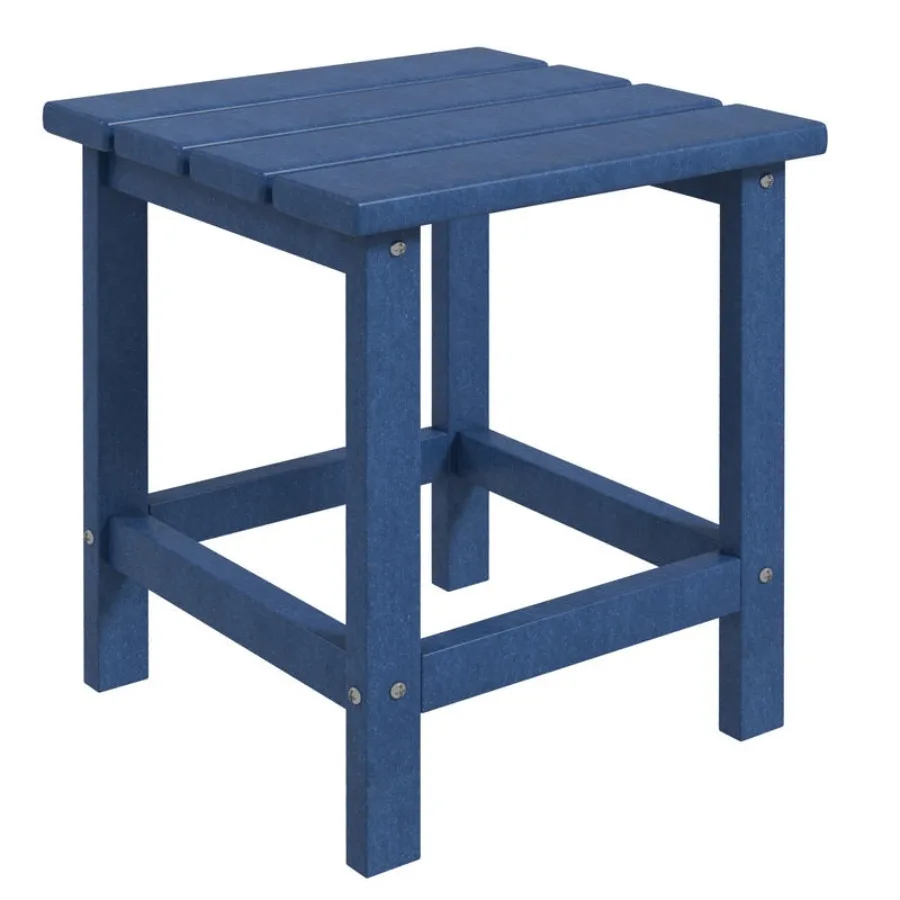 

Patio Side Table, 15" Square Outdoor End Table, HDPE Plastic Tea Table for Adirondack Chair, Backyard or Lawn, Blue