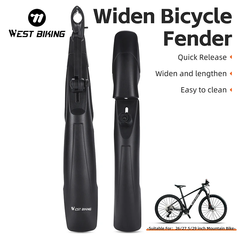 

WEST BIKING Bike Fenders Mudguard Adjustable Cycling Splash Guard Universal Bike Fender Mudguard for 26 27.5 29 Inch Bike