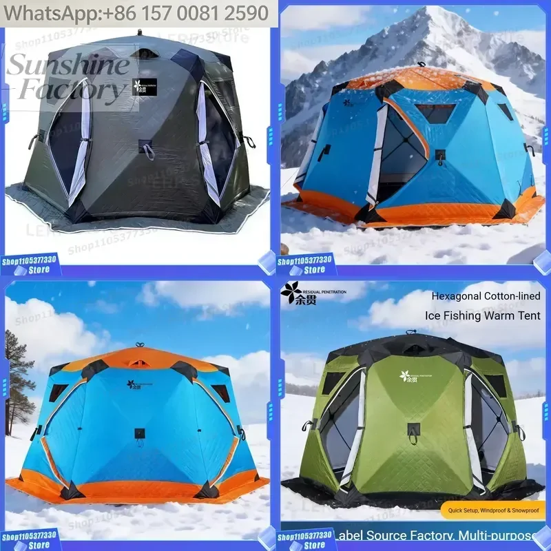 Brand New Outdoor Hexagon Portable Hiking Insulated Ice Fishing Tent Winter Camping Hot Tent with Chimney