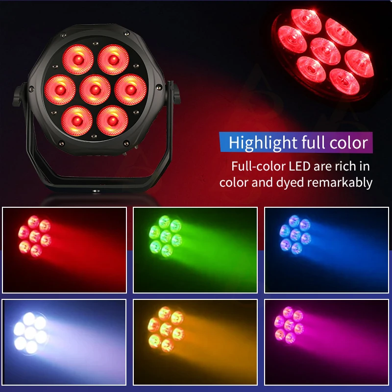 aicpose LED 7x18W RGBWA UV/RGBW  Par Light IP65 Outdoor Stage Light DMX Controlled Stage Lighting DJ Disco Light