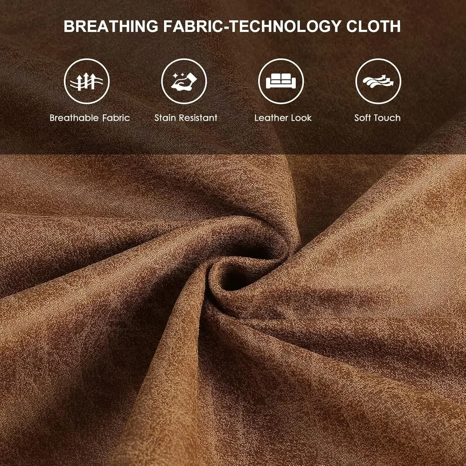 Sofá moderno de 79 polegadas, sofá de couro sintético respirável com almofadas/almofadas macias, sofá de 3 lugares, sala de estar, apartamento, marrom