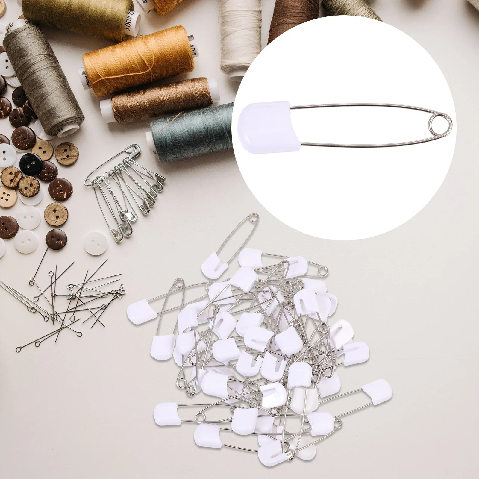 

50Pcs Alloy Safety Pin Diaper Fastener Brooch for Nappy Holders Clothing Pin Multi Use in Laundry DIY Crafts