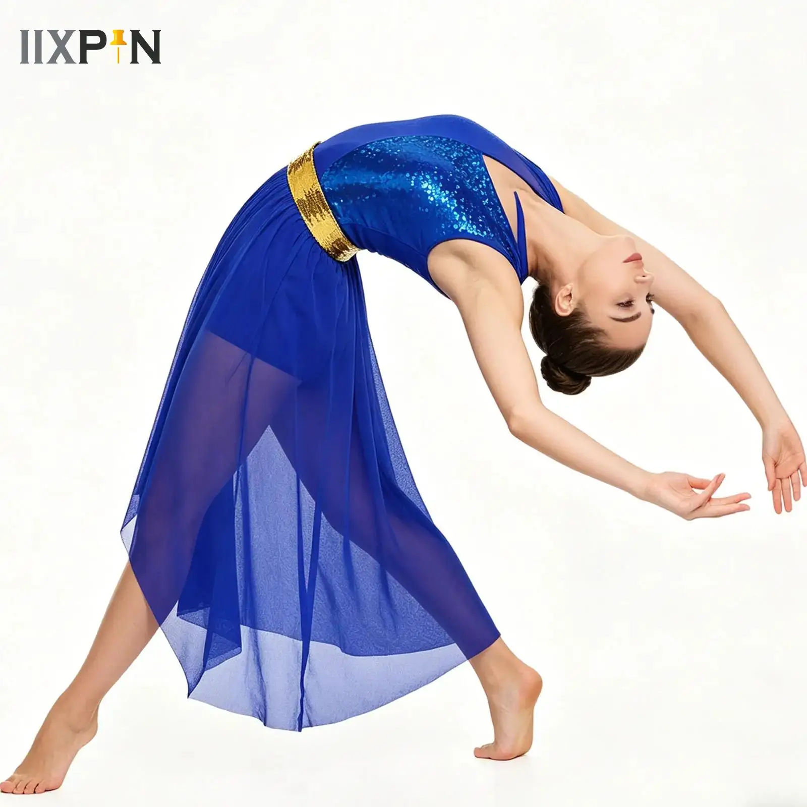 

Adults Women Lyrical Dance Leotard Dress Figure Skating Gymnastics Acrobatics Costume Shiny Metallic Praise Liturgical Dancewear
