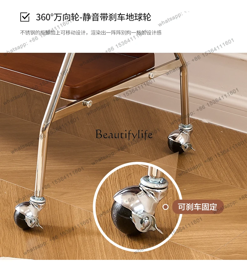 X4  Retro premium solid wood mobile TV cabinet with roller storage medieval bracket cabinet floor-to-ceiling small apartment