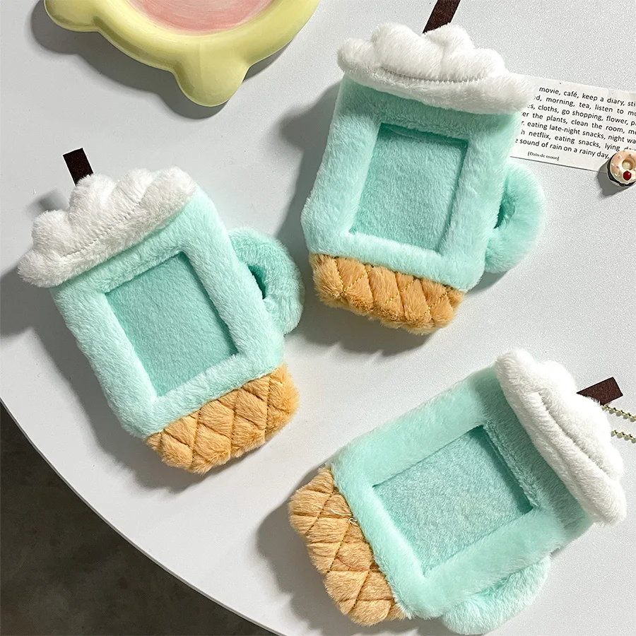 New Kpop Beer Plush Card Protector Kawaii Card Holder Winter Idol Photo Girl Student Stationery Ornament Protector Case