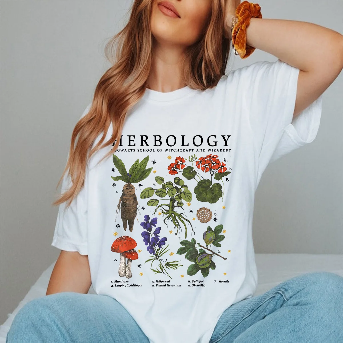 Cotton 100% Hot-selling New Herbology Hogwarts School of Women's Round-neck Short-sleeved T-shirt Aesthetic Clothes Graphic